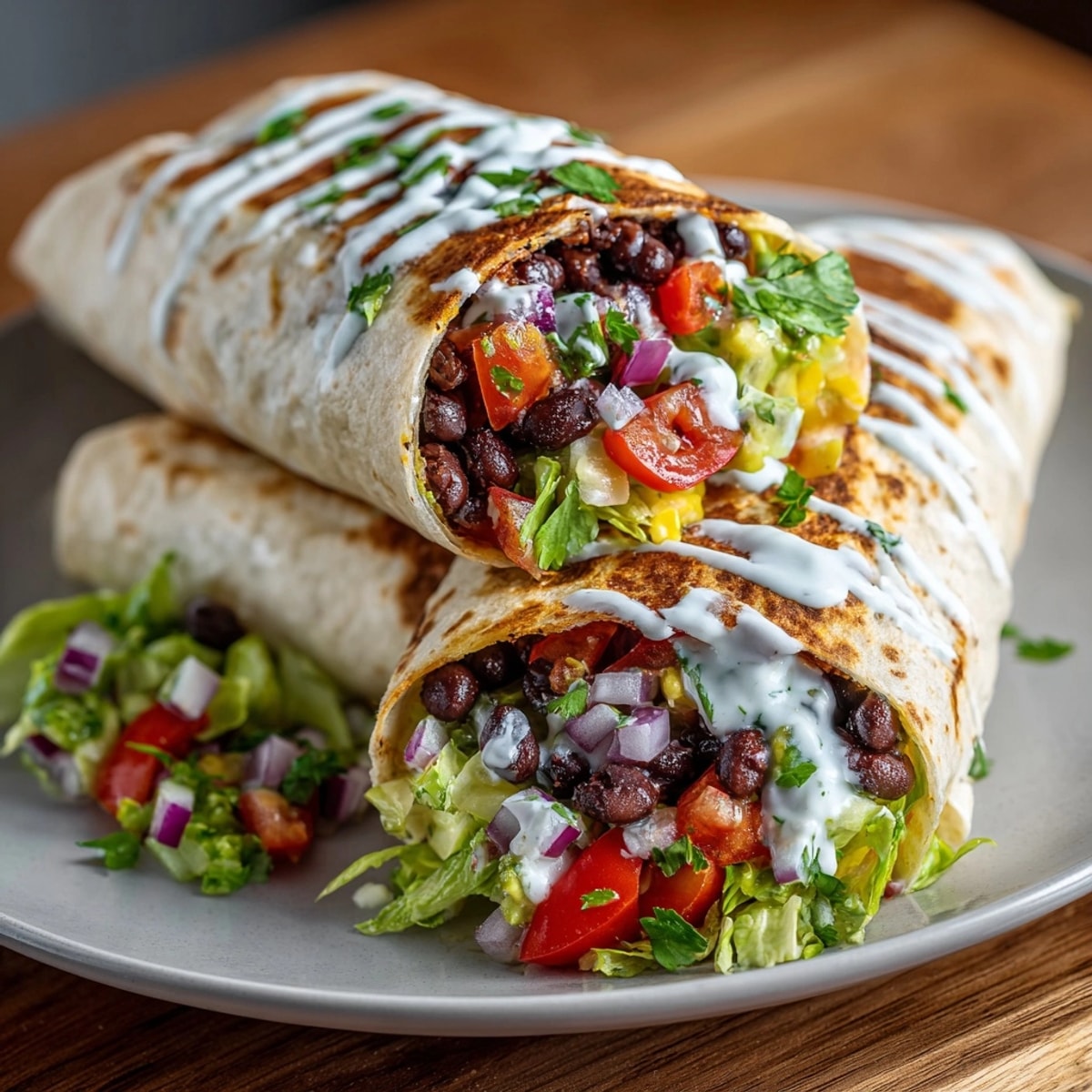 Savory avocado black bean wraps recipe, a vibrant and flavorful vegetarian meal idea.