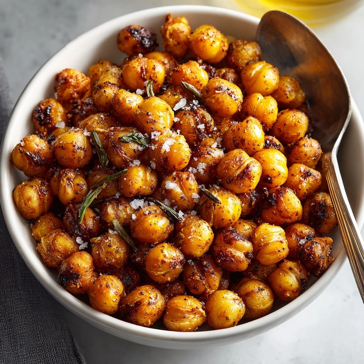 Homemade spiced roasted chickpeas recipe, a healthy and flavorful vegan snack option.