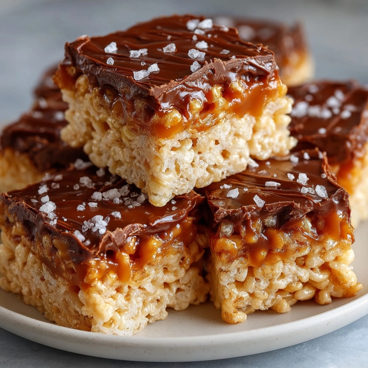 Golden Salted Caramel Rice Krispie Treats, chewy and rich—perfect for satisfying sweet cravings.