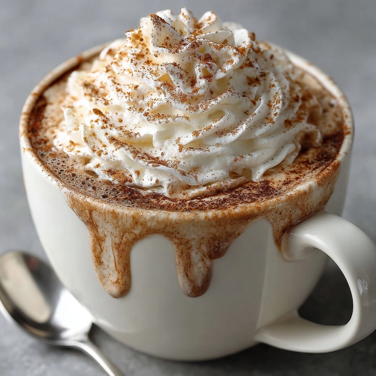 Creamy Pumpkin Spice White Hot Chocolate in mugs topped with cinnamon, ready to sip.