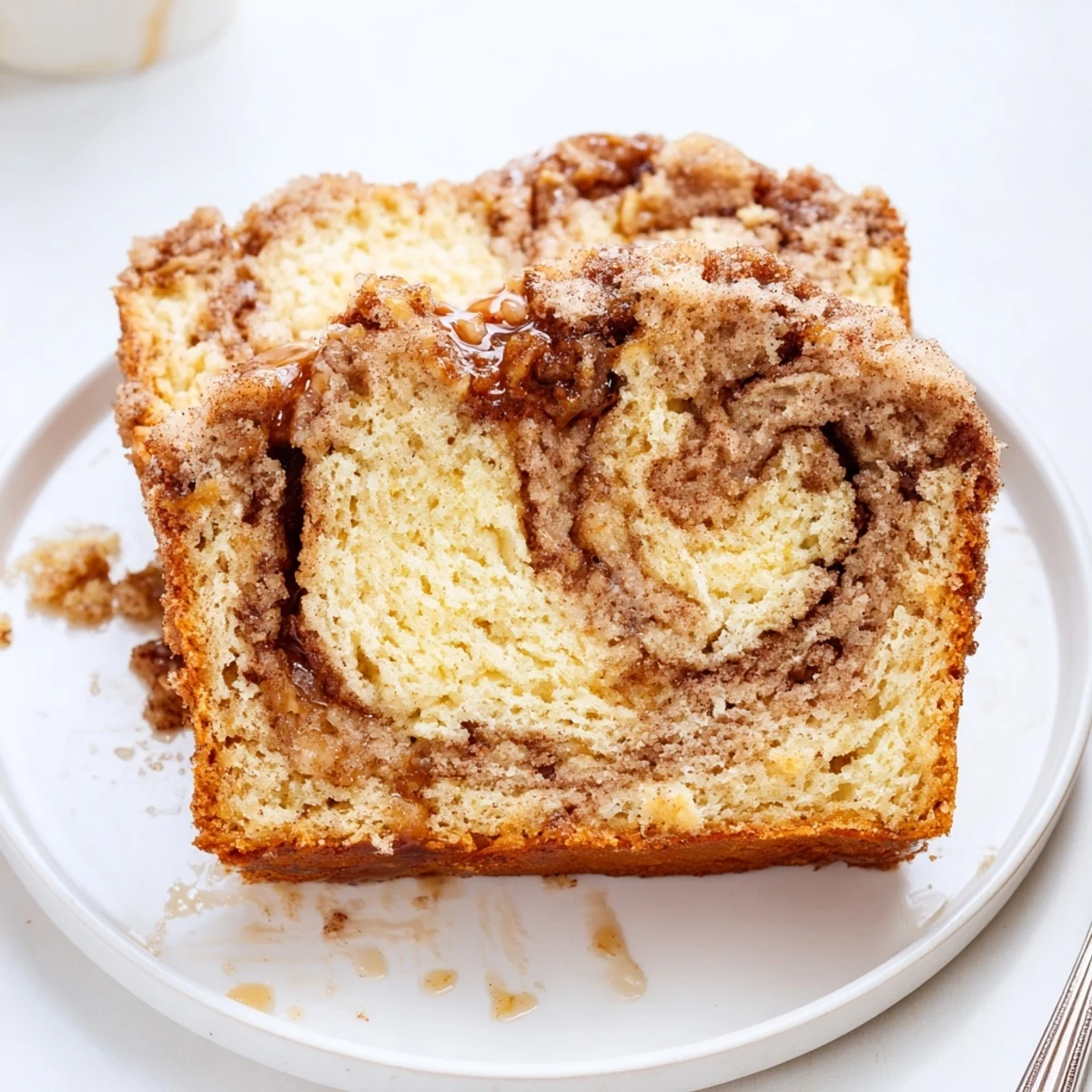 Deliciously spiced maple ginger cinnamon sugar pancake muffin loaf ready for breakfast.  