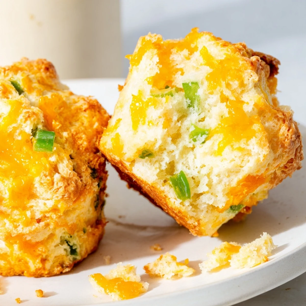 Deliciously warm Cheesy Jalapeño Sweet Tea Biscuit Muffins bursting with cheddar and spice.