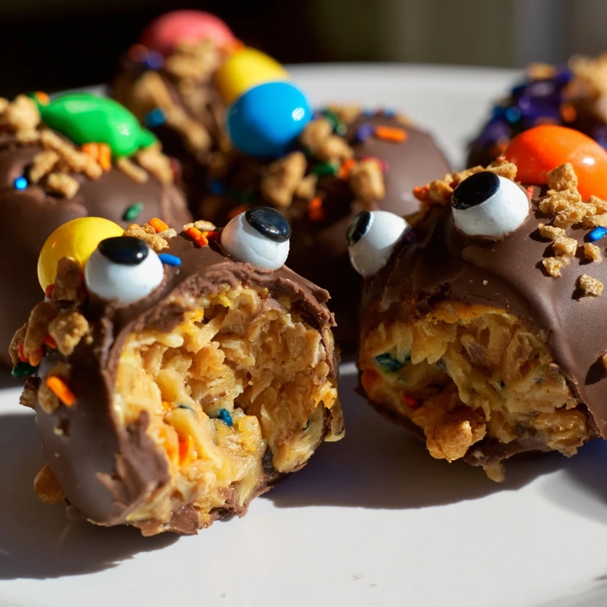 Sweet and savory Cream Soda Cheddar Pretzel Monster Cake Balls, perfect for festive gatherings.