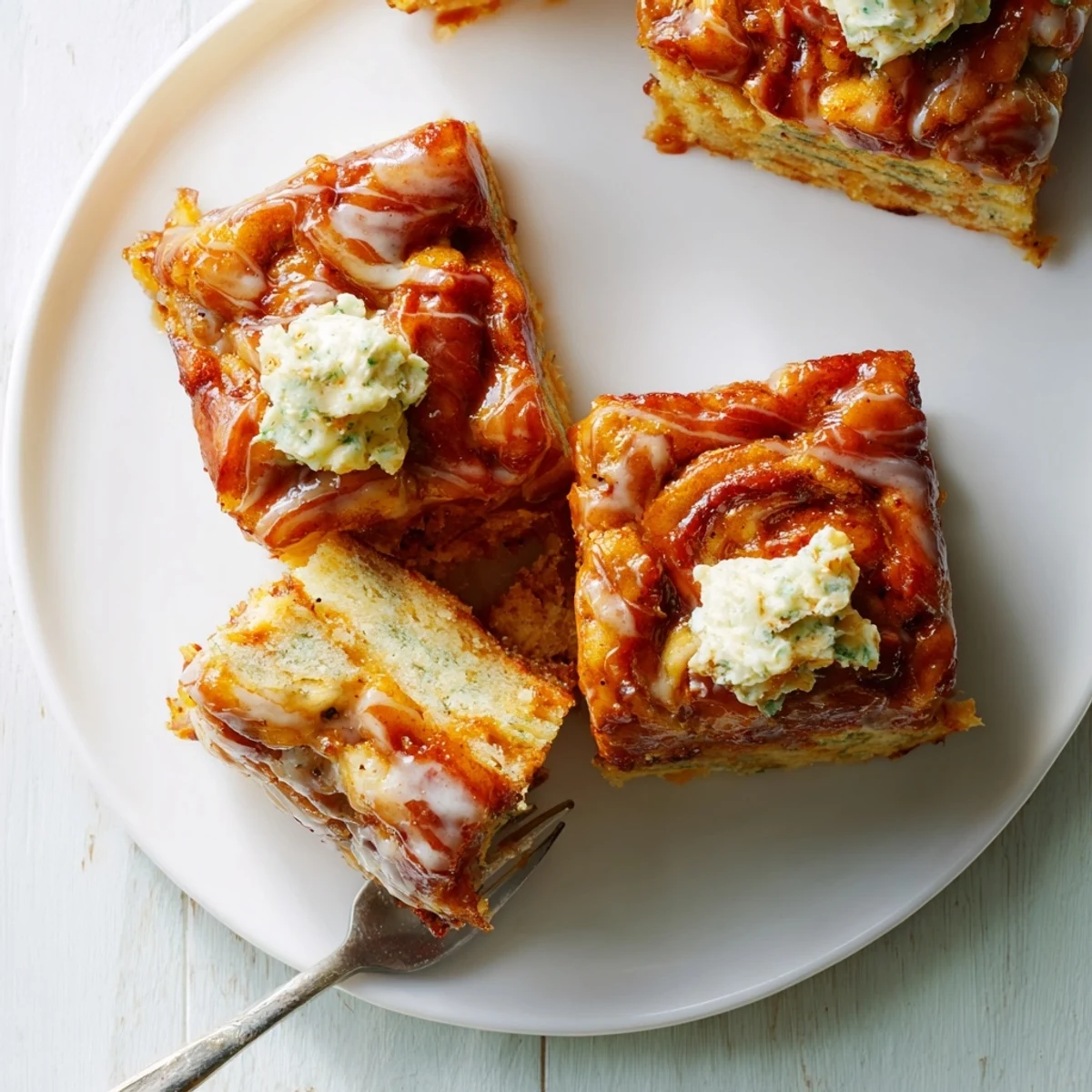 Deliciously soft Sweet Tea Chili Garlic Monster Cake Pancake Bars, perfect for brunch.