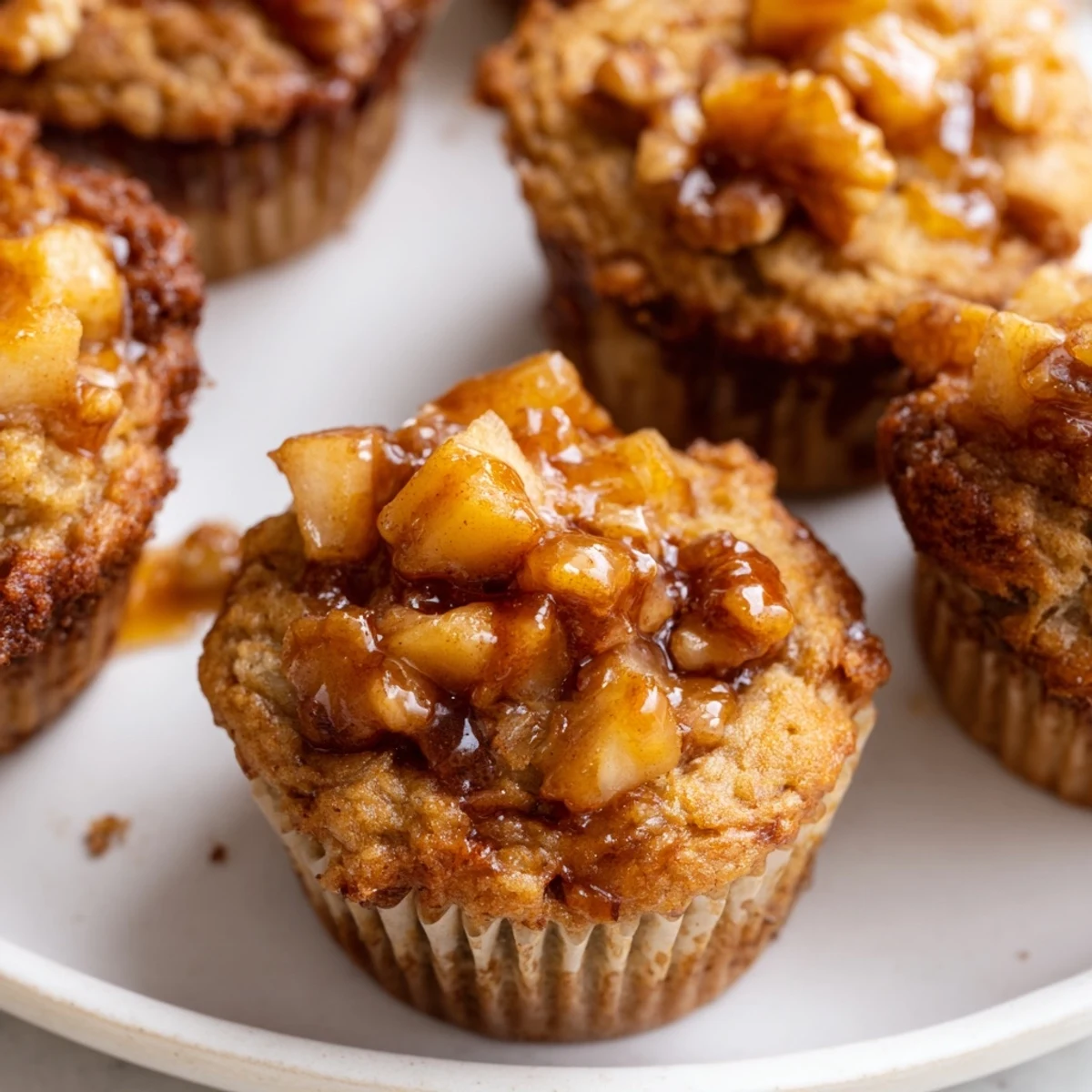 Golden, fluffy pancake muffins bursting with maple ginger flavors and sweet apple chunks.  