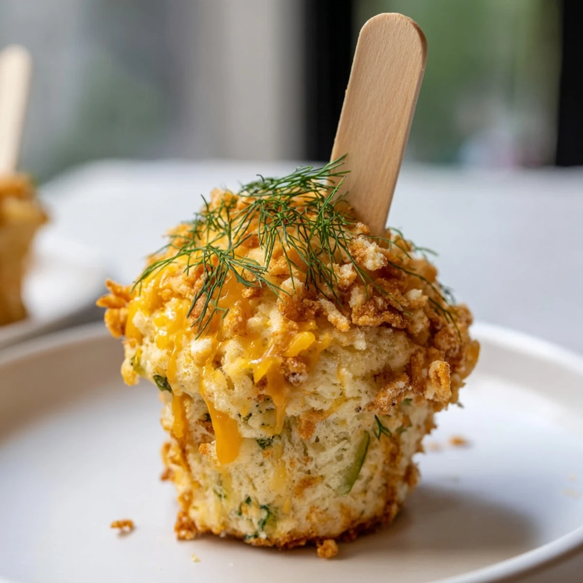 Fluffy and spicy Flamin Hot Dill Pickle Biscuit Muffin Pops garnished with crushed Cheetos.