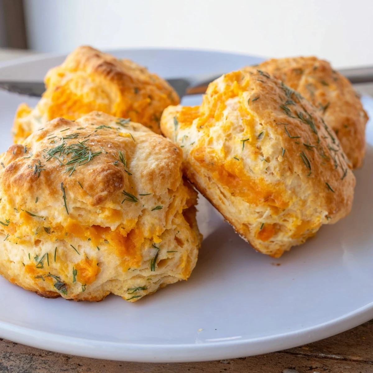 Fluffy Dill Pickle Buffalo Ranch Sweet Potato Biscuits, golden brown and savory, perfect for snacking.  