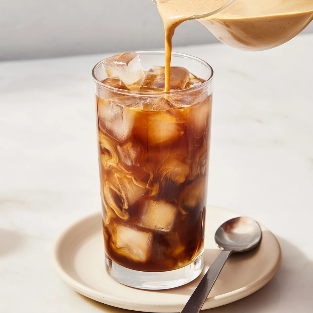 Refreshing tahini iced coffee, perfect for hot summer days and vegan indulgence.  