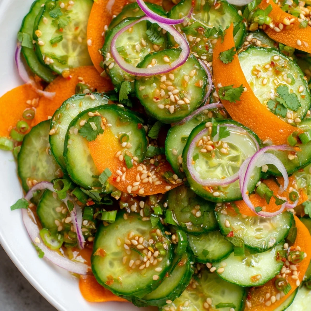 Colorful Cucumber Salad Remix featuring crisp veggies and savory dressing, perfect for summer meals.