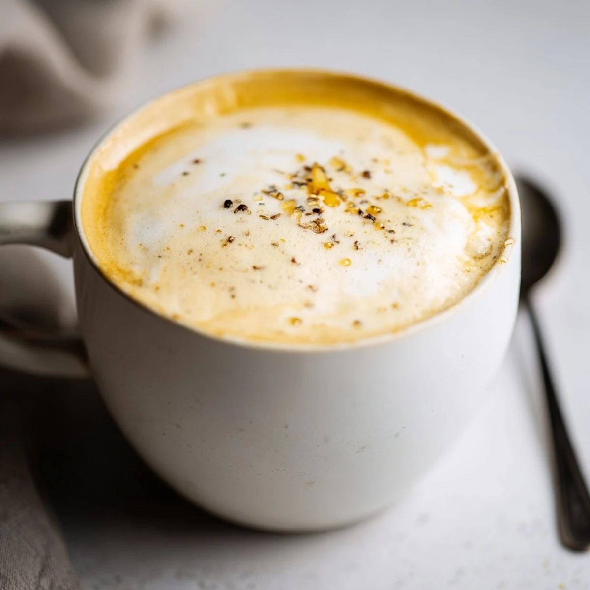 Indulge in a bold onion latte, blending sweet onions and deep espresso flavors.