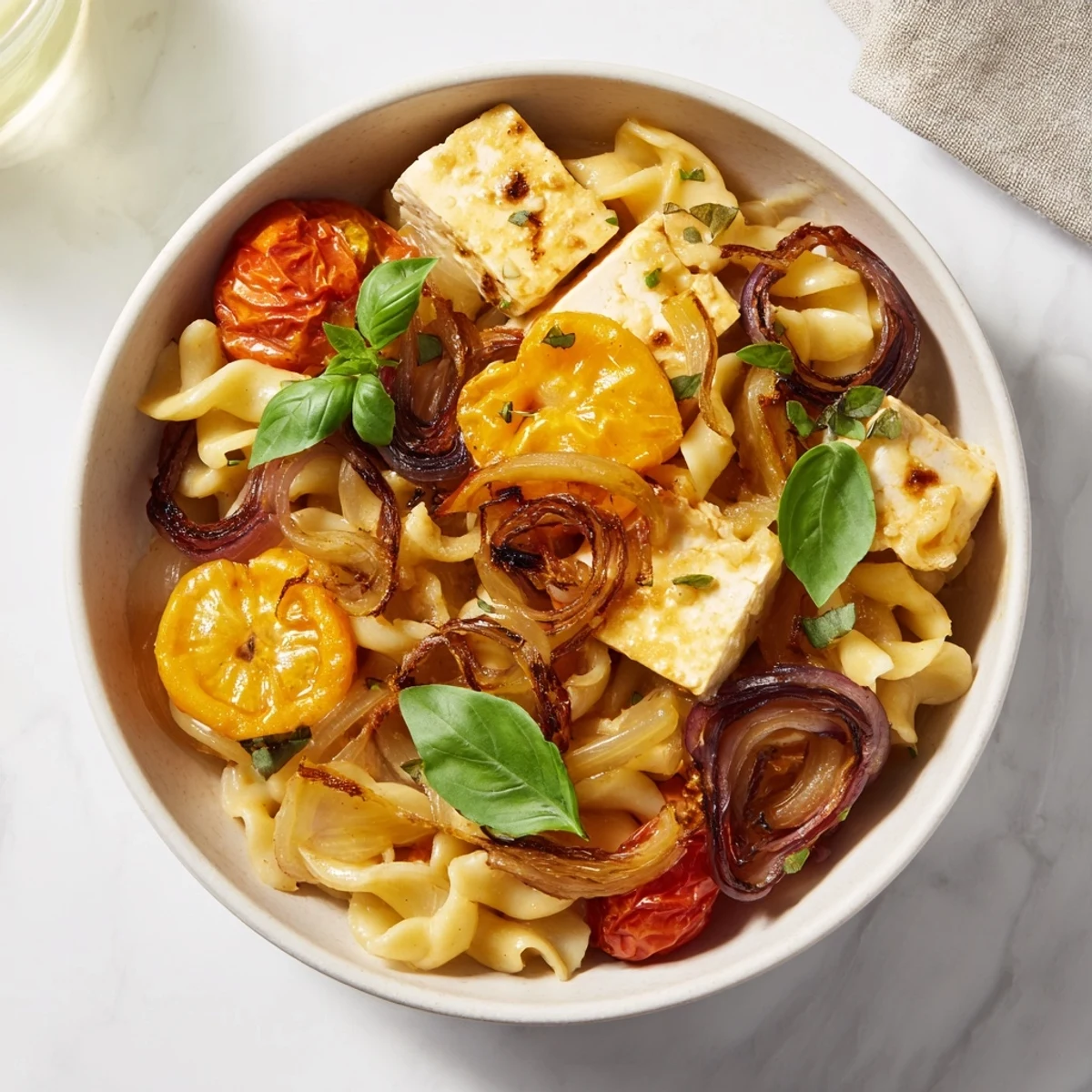 Baked Feta Pasta 2.0: a colorful dish bursting with flavors and creamy textures ideal for sharing.