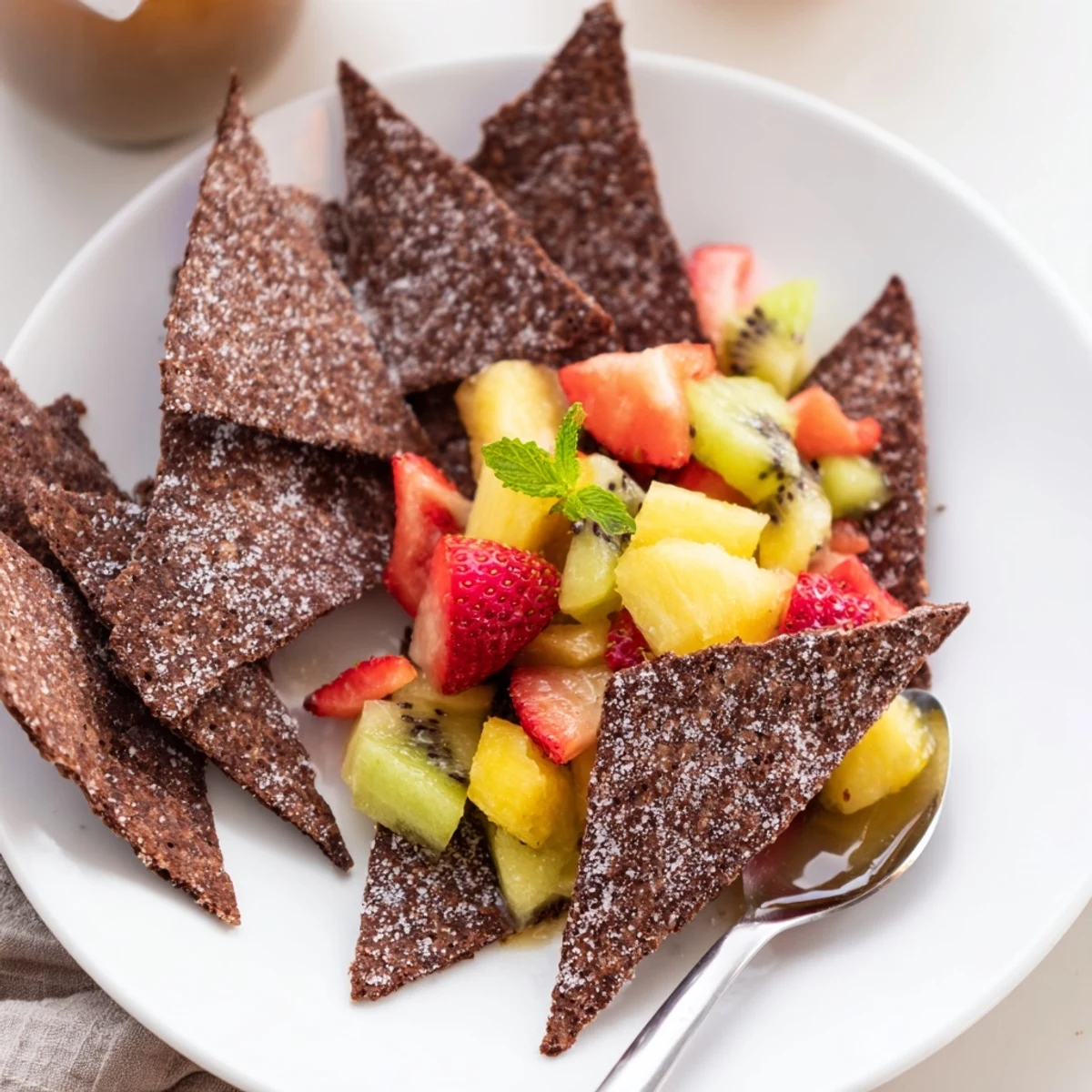 Crispy dessert chips & salsa served with vibrant fruit salsa for a sweet twist.  