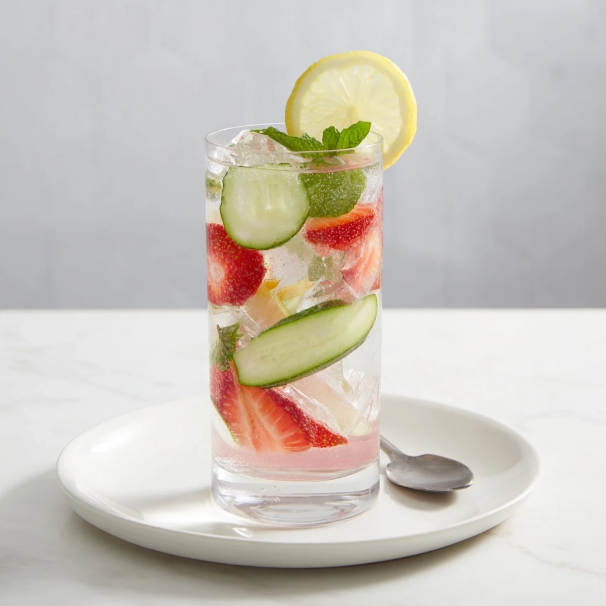 Refreshing water-based mocktails with fresh fruit and mint for hydration.  