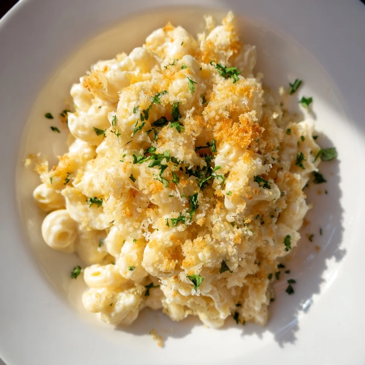 Steaming bowl of Truffle Macaroni & Cheese, offering the irresistible aroma of truffle and melted cheese.