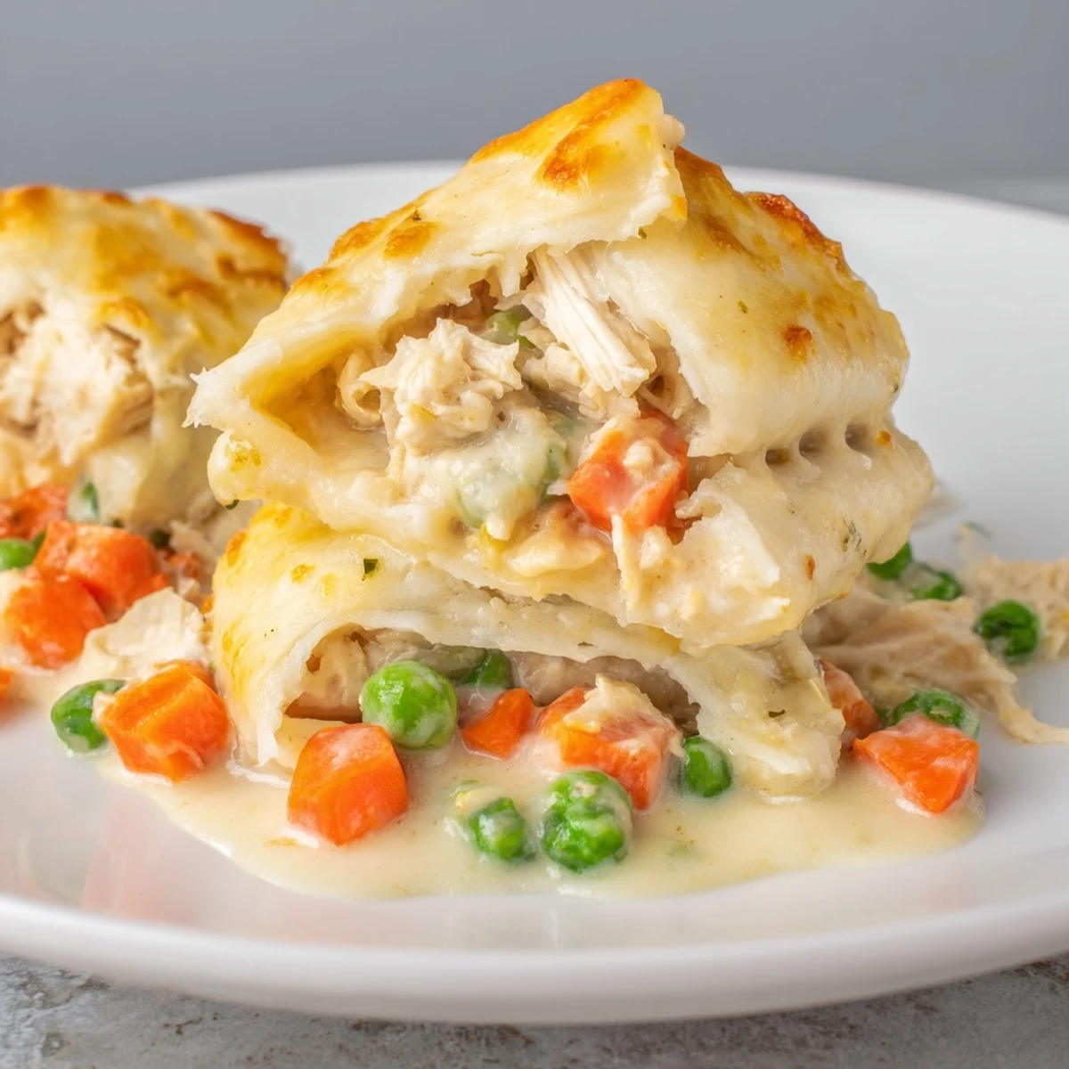 Creamy chicken, vegetables, and warm, tender dumplings in a delicious Chicken and Dumplings Casserole.