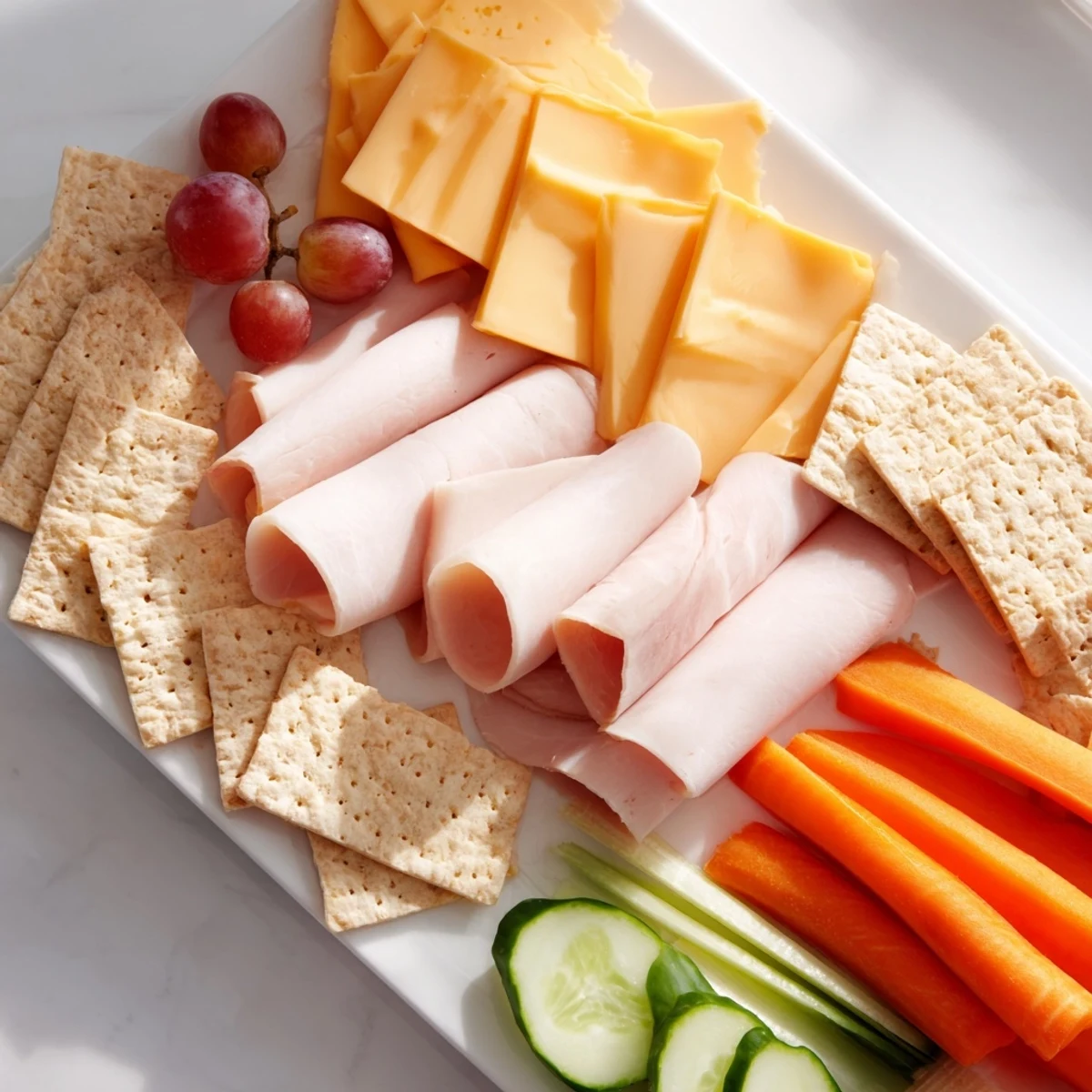 Easy DIY Lunchables brimming with sliced turkey, ham, and cheddar, a perfect grab-and-go lunch.