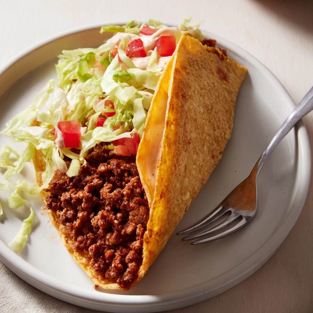 Savory Cheesy Gordita Crunch tacos with a creamy sauce served for a delicious weeknight dinner.