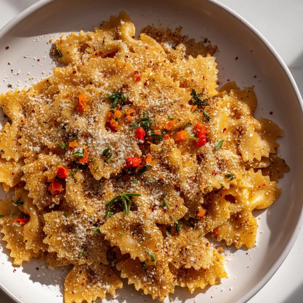 Golden, crispy Lightened Christmas Pasta Chips, seasoned perfectly for a festive, shareable snack.