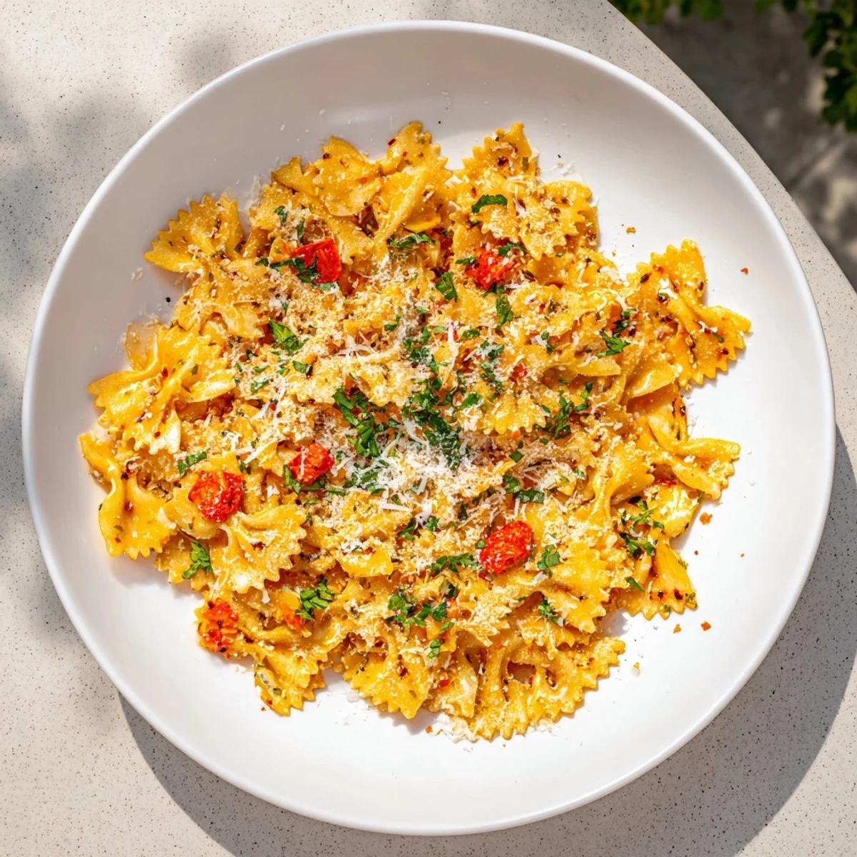 Close-up of baked Lightened Christmas Pasta Chips, ready for dipping, promising a delicious crunch experience.