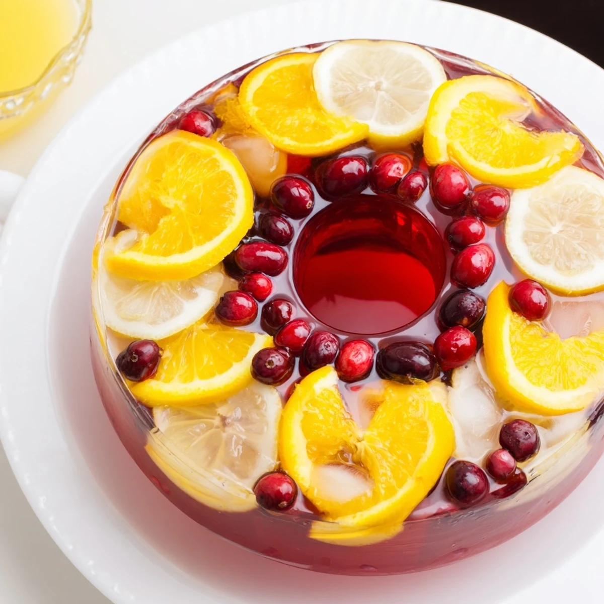 A festive, colorful photo of Quick Holiday Punch with ice ring, perfect for your holiday celebration.