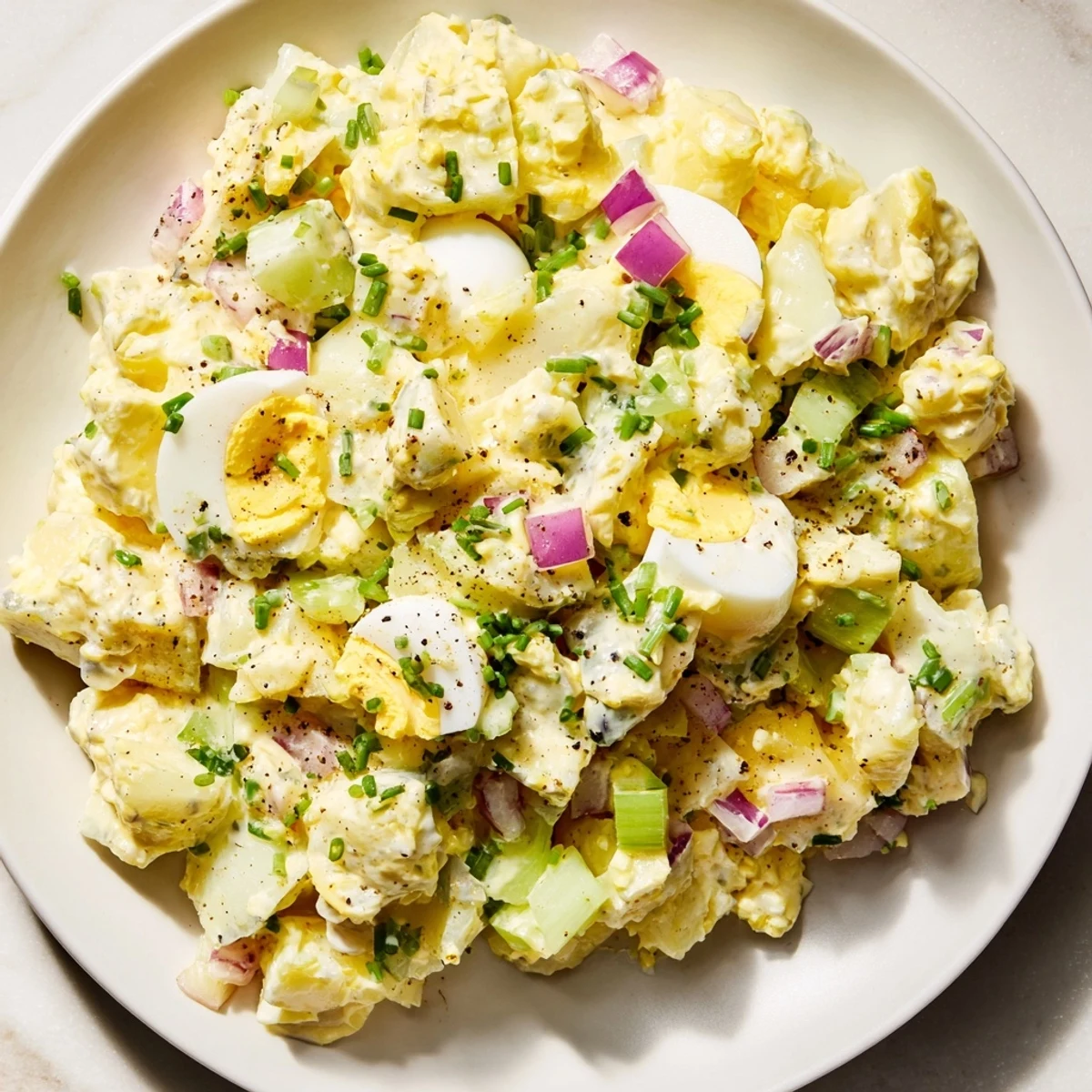 Tender potatoes and perfectly chopped eggs mingle in this classic Chopped Egg and Potato Salad, ideal for a picnic.