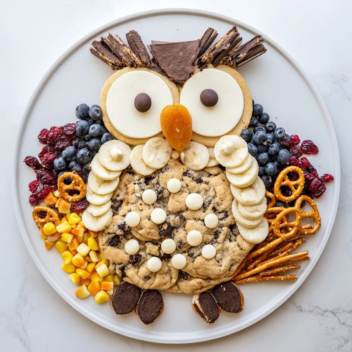 Delicious Owl Hooting Dessert Board: an artful arrangement of sweets perfect for your party.