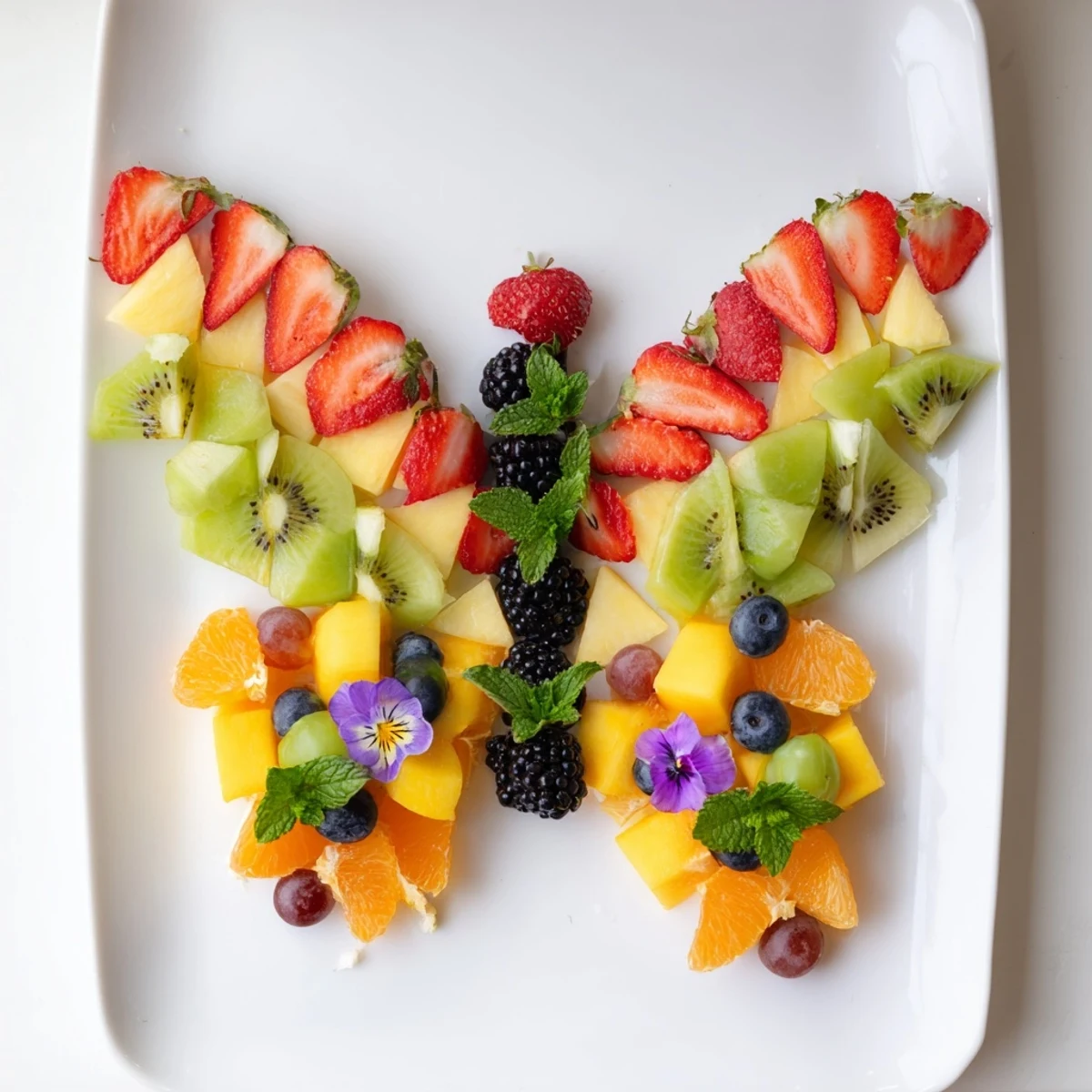 A colorful Butterfly Bloom Fruit Board arrangement bursting with fresh strawberries, grapes, and more.