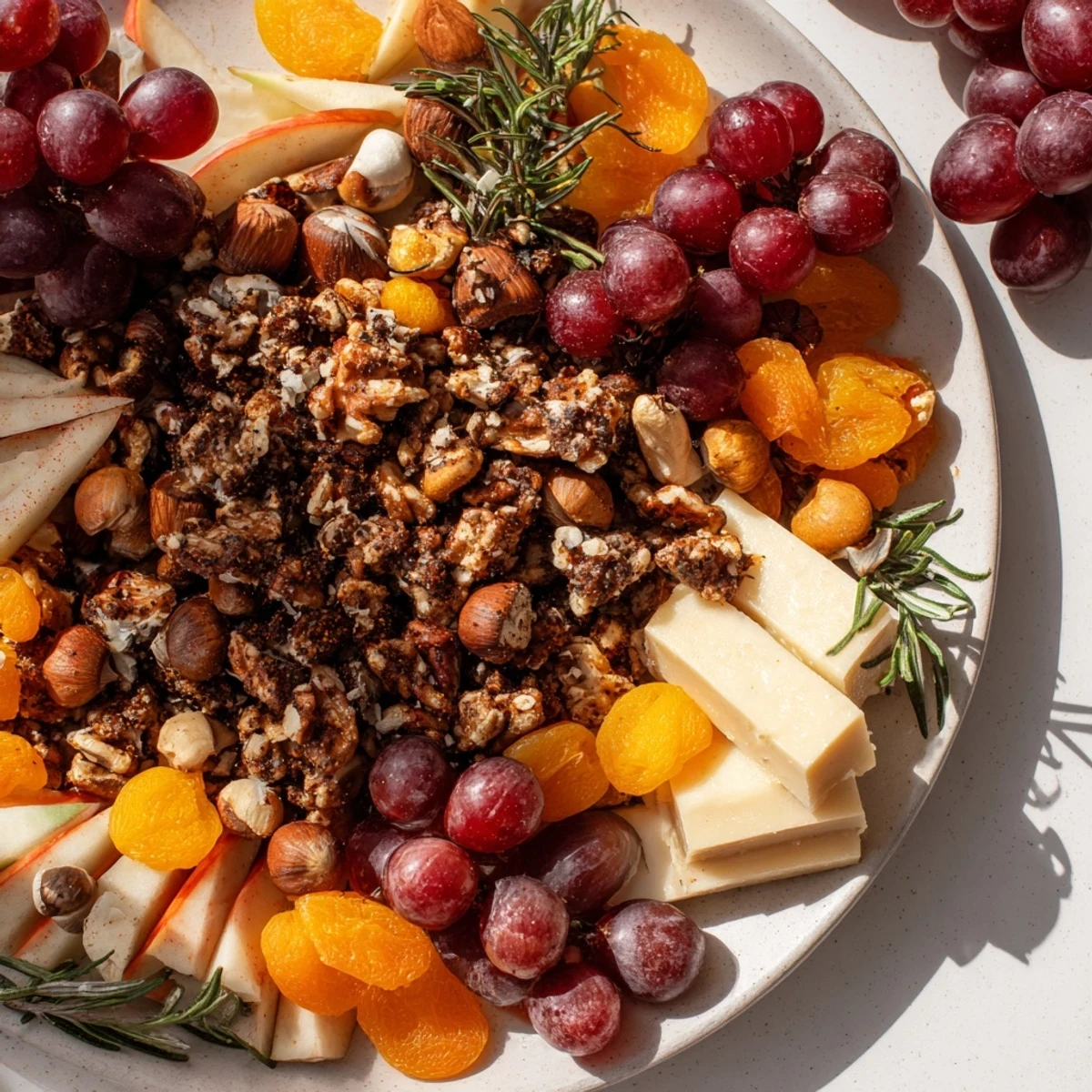 Vibrant Squirrels Acorn Hoard Platter, featuring golden roasted acorns, nuts, and cheeses arranged beautifully for autumn.