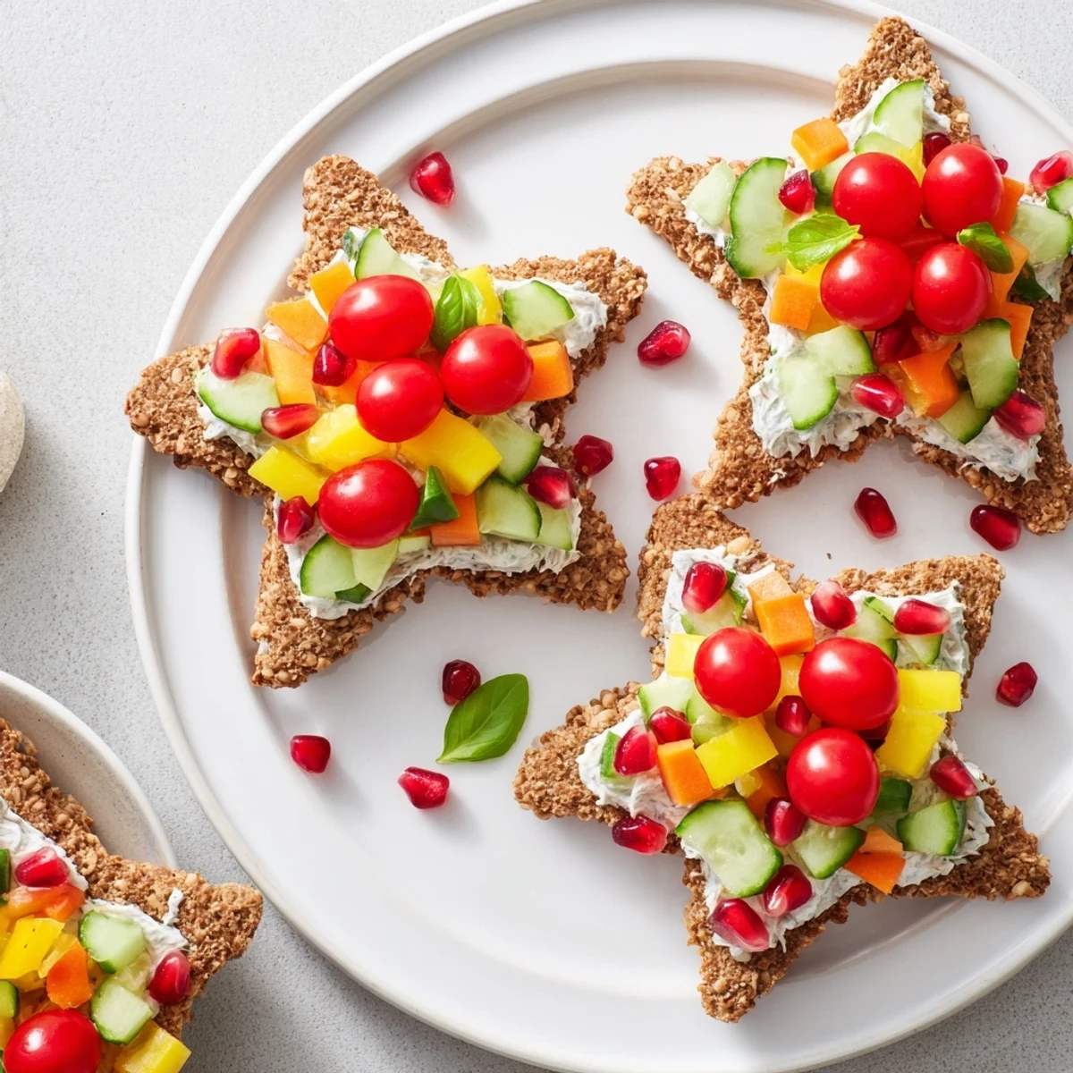 Golden star-shaped Crown Jewels Sandwiches displaying colorful veggie filling, a fun and easy snack idea.