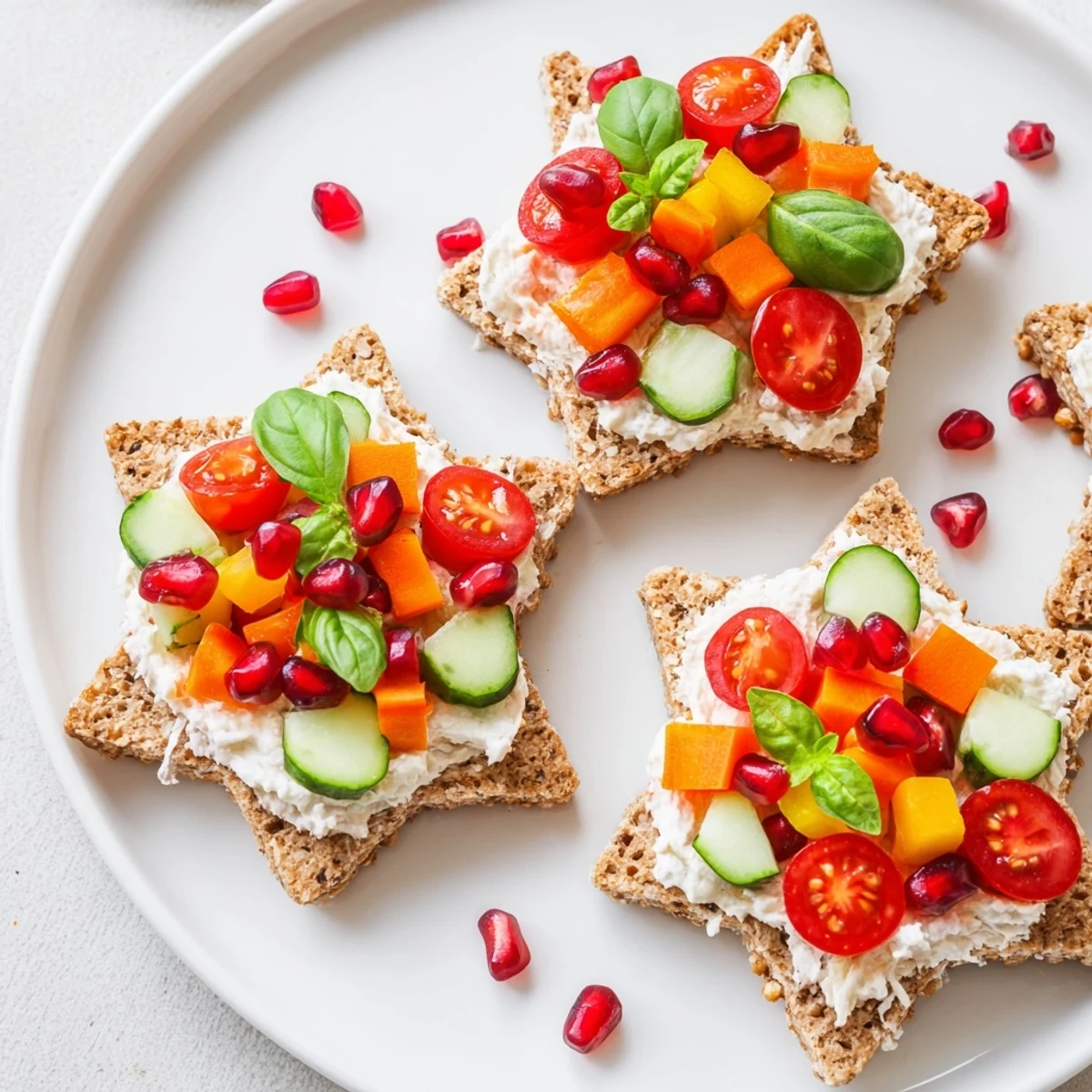 Vibrant close-up of finished Crown Jewels Star-Shaped Sandwiches, an appealing mix of colors ready to serve.