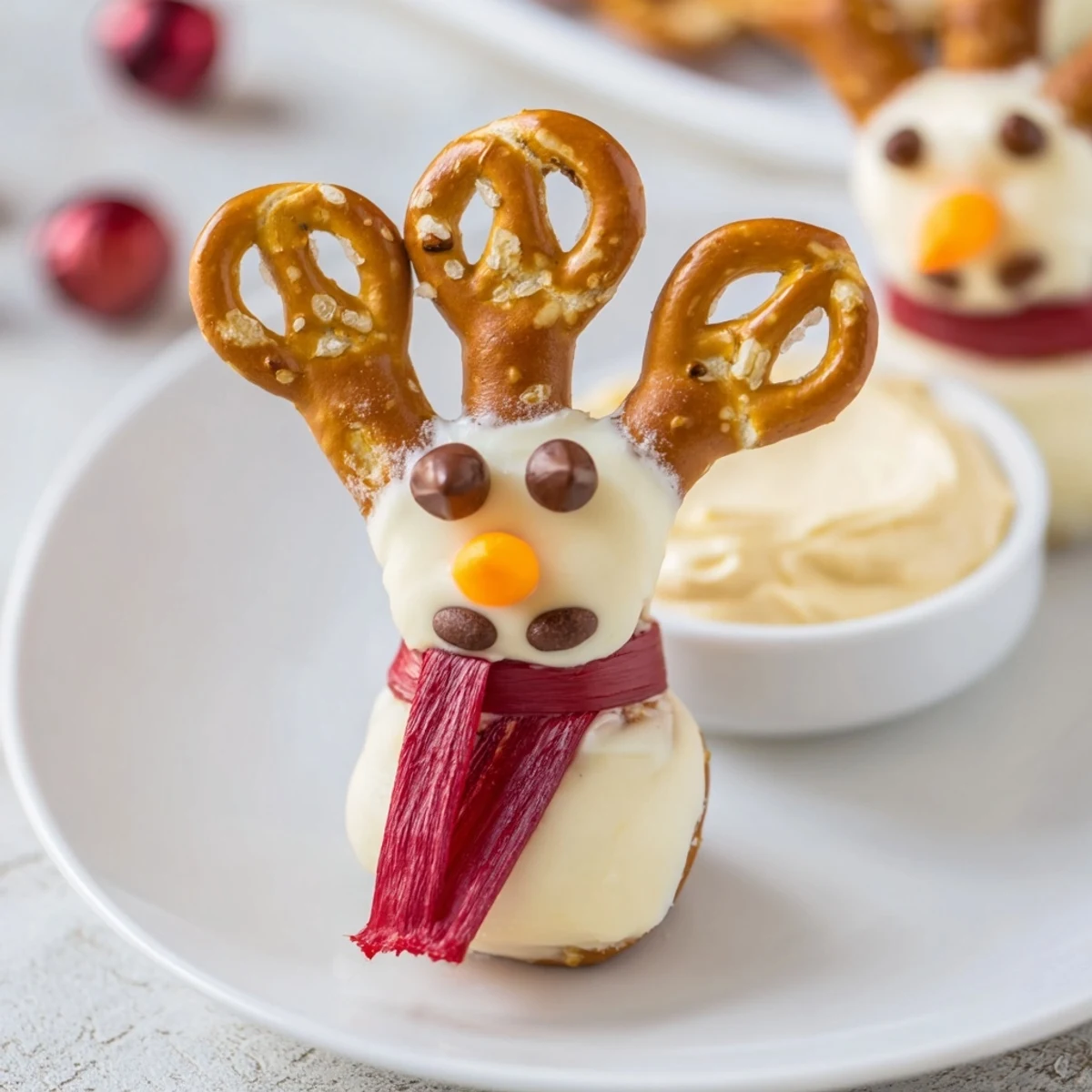 Snowman Pretzel Dip Platter