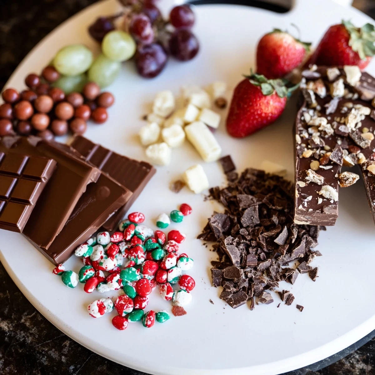 A delightful Cozy Mitten Dessert Board with fresh fruit and treats, perfect for winter holiday celebrations.
