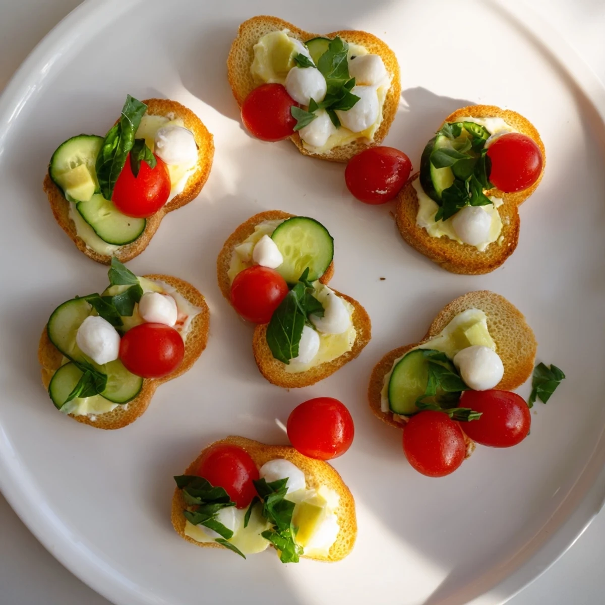 Festive close-up: A delicious array of Elf Shoe Shaped Toast Bites with vibrant toppings and sprinkles.