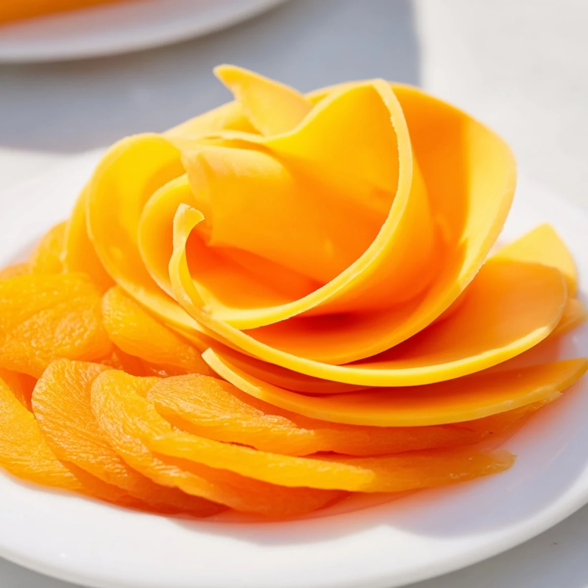 A vibrant Copper Coil appetizer features sharp cheddar spirals with sweet apricot slices.