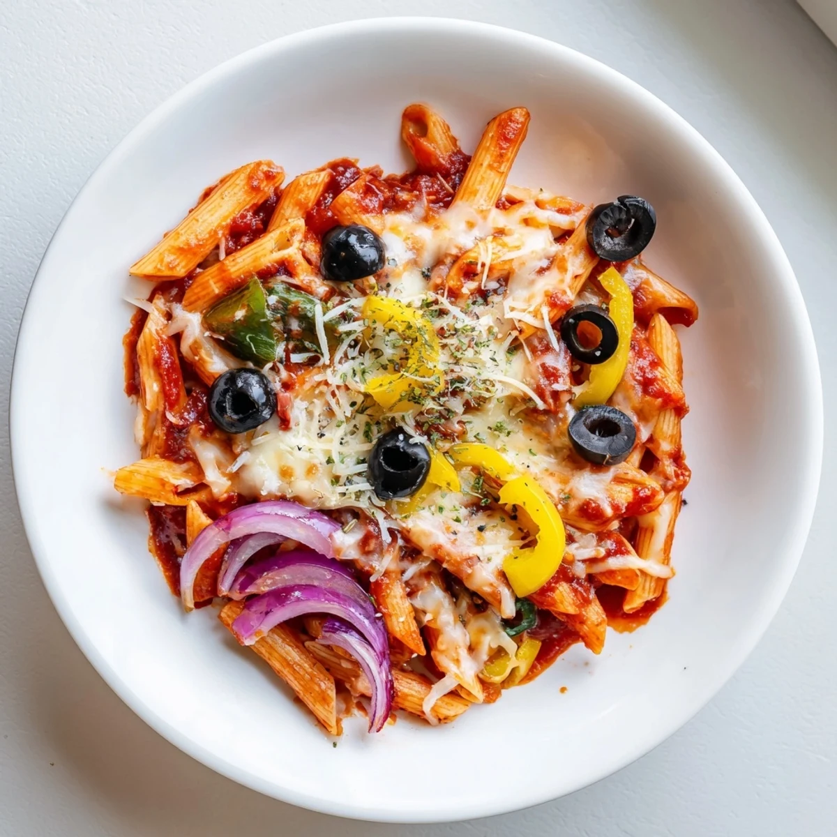 Steaming, cheesy One-Pot Pizza Pasta Express, loaded with pepperoni and melted mozzarella, is ready.