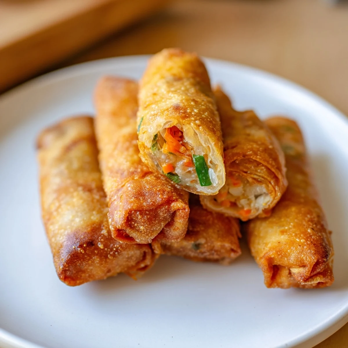 Close-up image shows delicious Air Fryer Chicken Lumpia Bites, ideal for a savory, shareable appetizer.