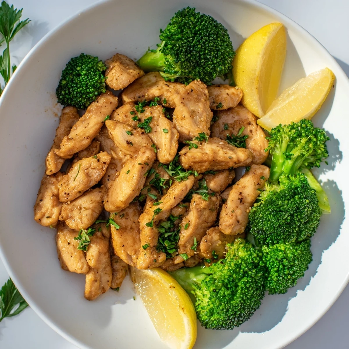 Tender microwave-steamed chicken and broccoli, seasoned and ready for a quick and healthy meal.
