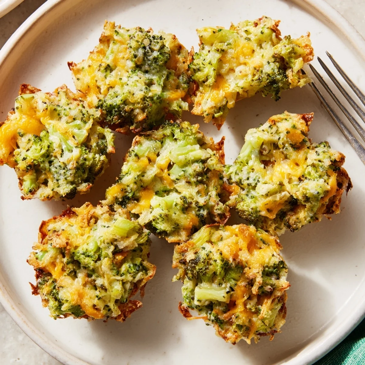 Golden, bubbly Cheesy Broccoli Casserole Bites, perfect for sharing as a party appetizer.