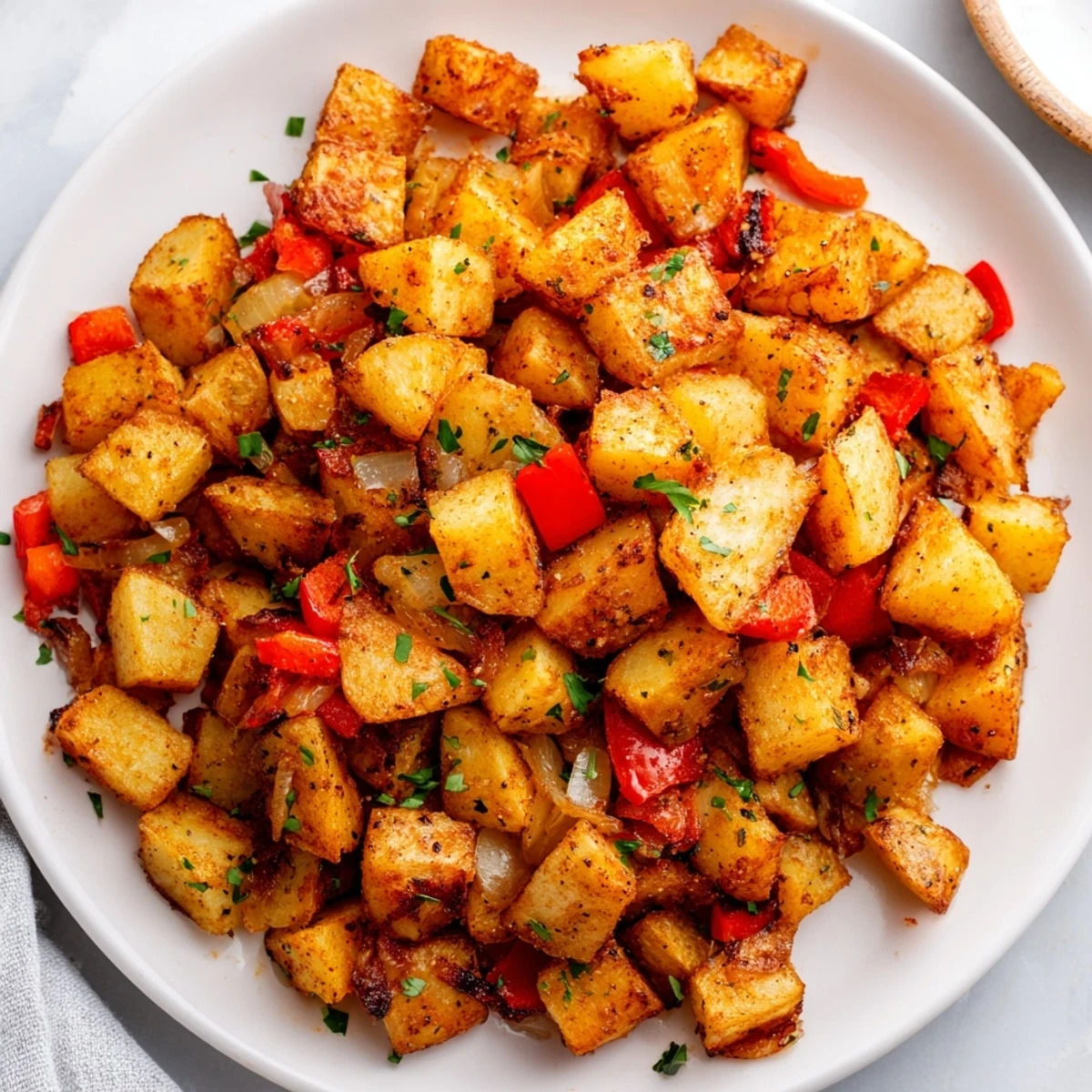 Enjoy these flavorful Air Fryer Breakfast Potatoes; a hearty, vegan and gluten-free side dish.