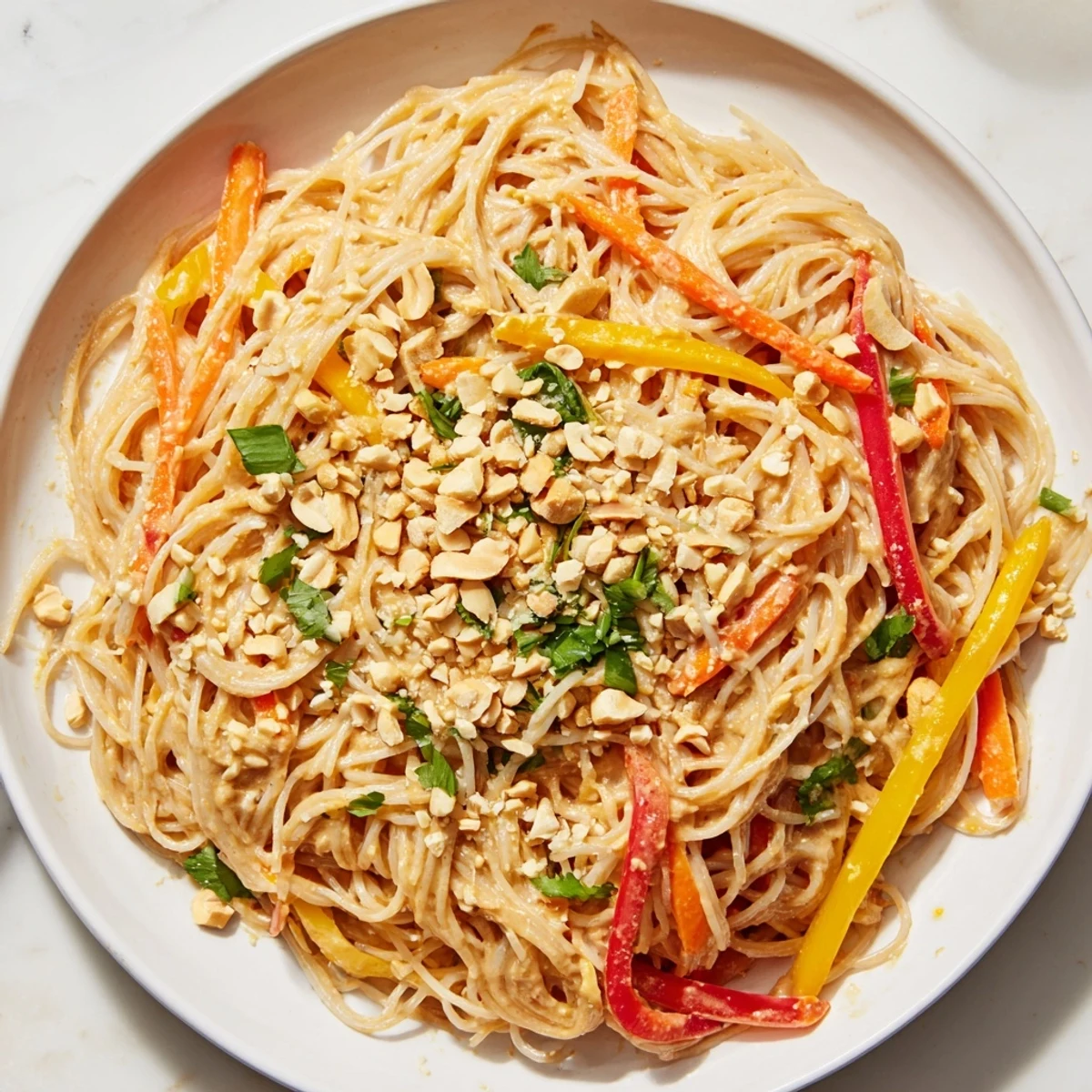 These Easy Spicy Peanut Noodles feature a rich, creamy peanut sauce coating the flavorful noodles beautifully.