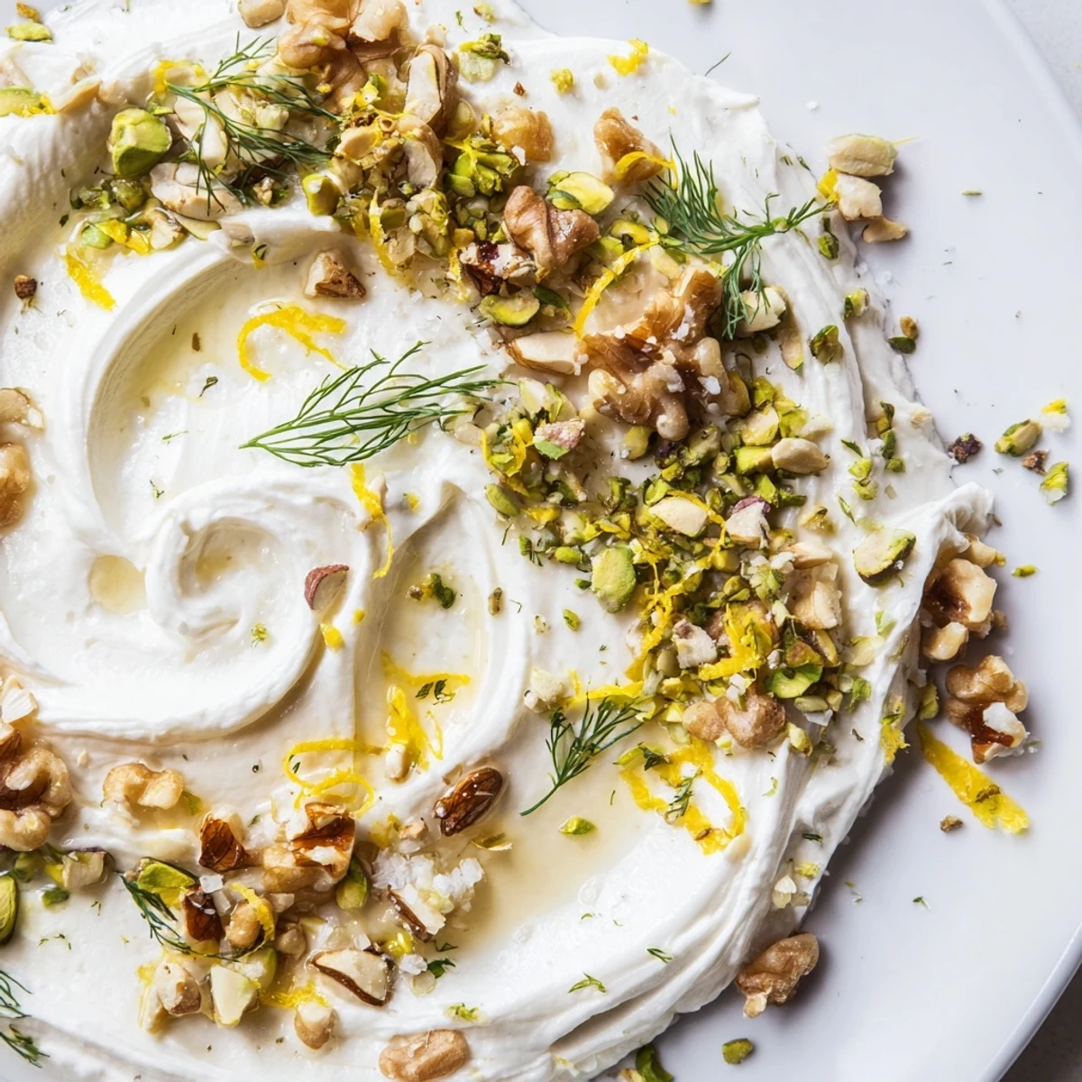 Creamy butter board charcuterie laden with toasted nuts and fresh herbs, ready to be enjoyed with crackers.