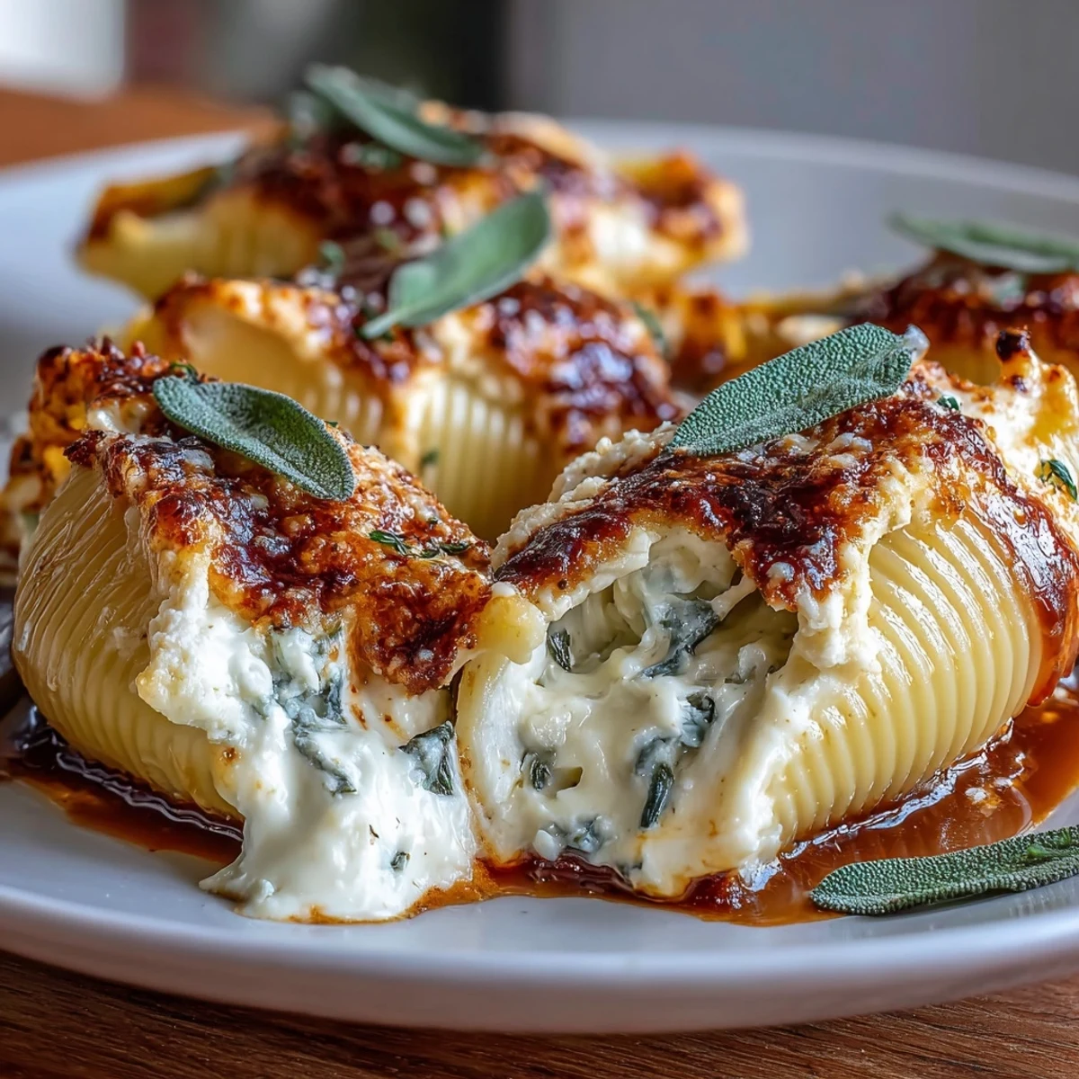 Creamy filled jumbo pasta shells stuffed with pumpkin and smoked Gouda for a cozy dinner.
