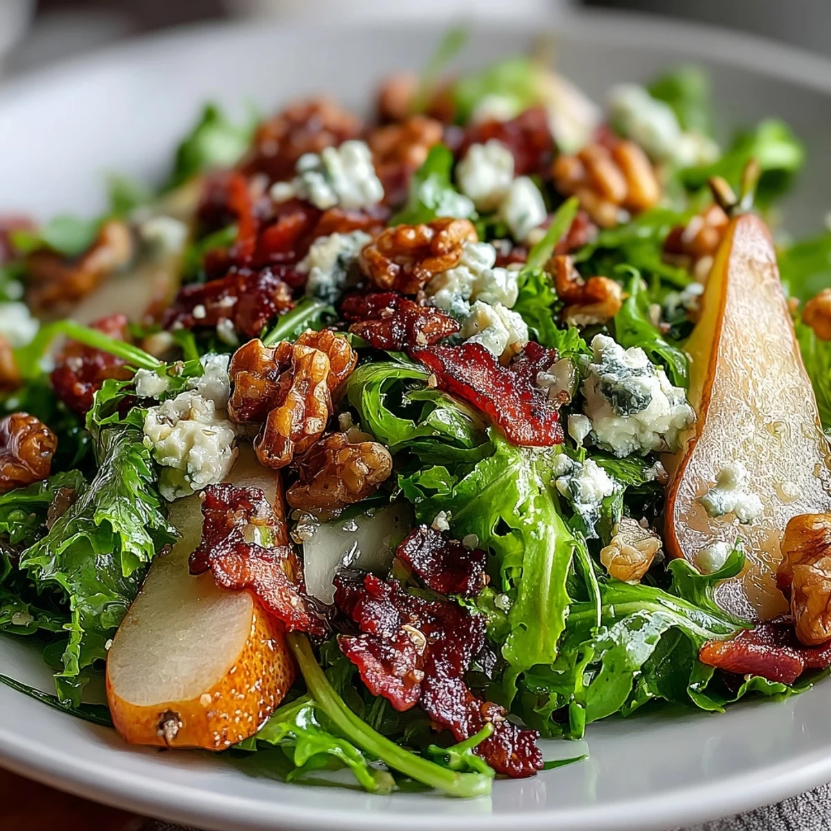 Sweet ripe pears and creamy blue cheese mingle with bitter frisée and salty prosciutto in this elegant, gluten-free salad.