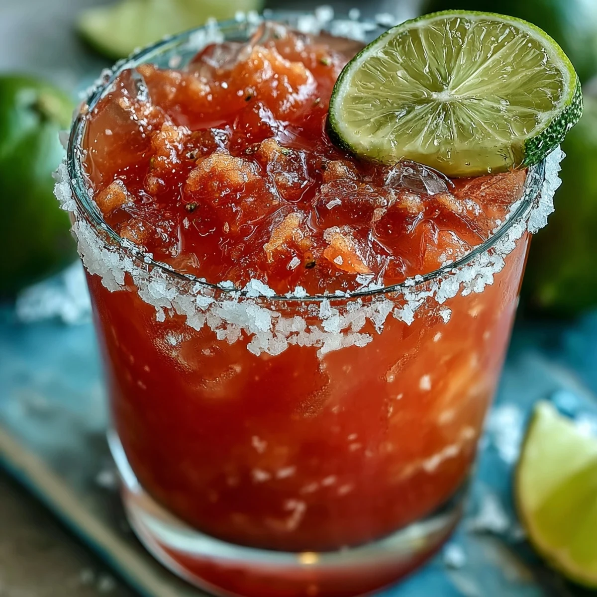 Two refreshing Guava Margaritas in chilled rocks glasses with Tajín rims, paired beside ceviche for a festive summer party spread.
