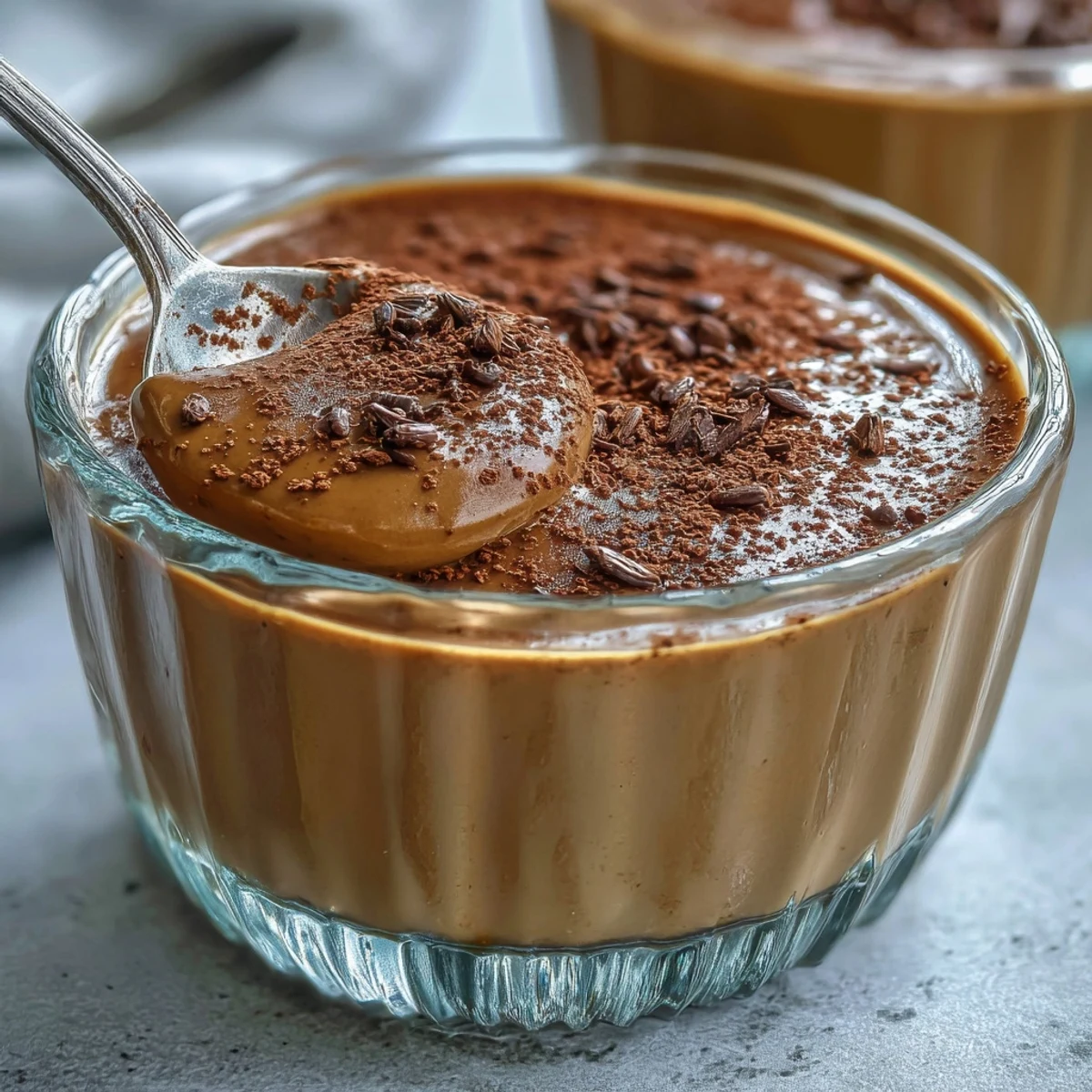 Smooth Hojicha Pudding with a silky texture, ready to serve with a dollop of whipped cream.