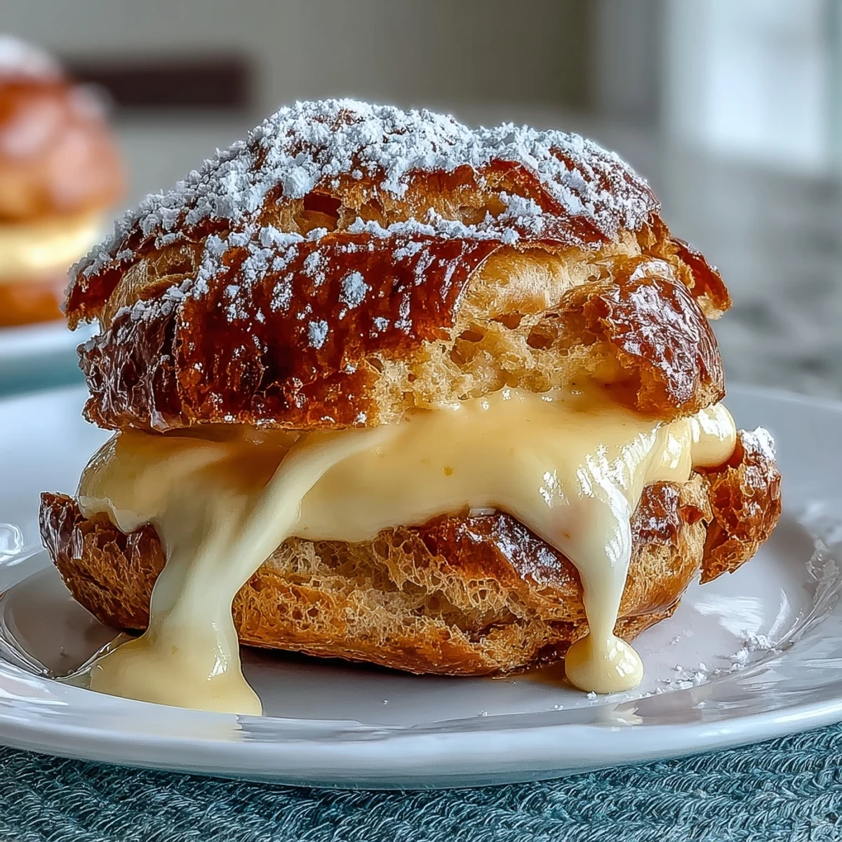 Fluffy cream puffs bursting with luscious mango pastry cream, offering a sweet and tangy tropical flavor in every bite.  