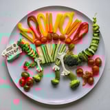 Dino-Mite Dinosaur Fossil Crudités with vibrant veggies arranged for an appetizer.