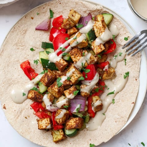 Vibrant vegan viral recipe remake with roasted tofu and colorful vegetables.  