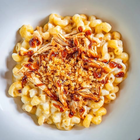 Classic Mac & Cheese with BBQ Chicken: A casserole brimming with creamy mac, juicy chicken, and golden topping.