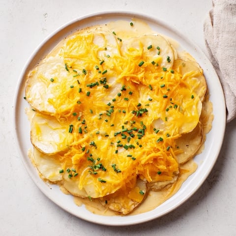 Golden and bubbly cheesy scalloped potatoes, a comforting side dish perfect for any meal.